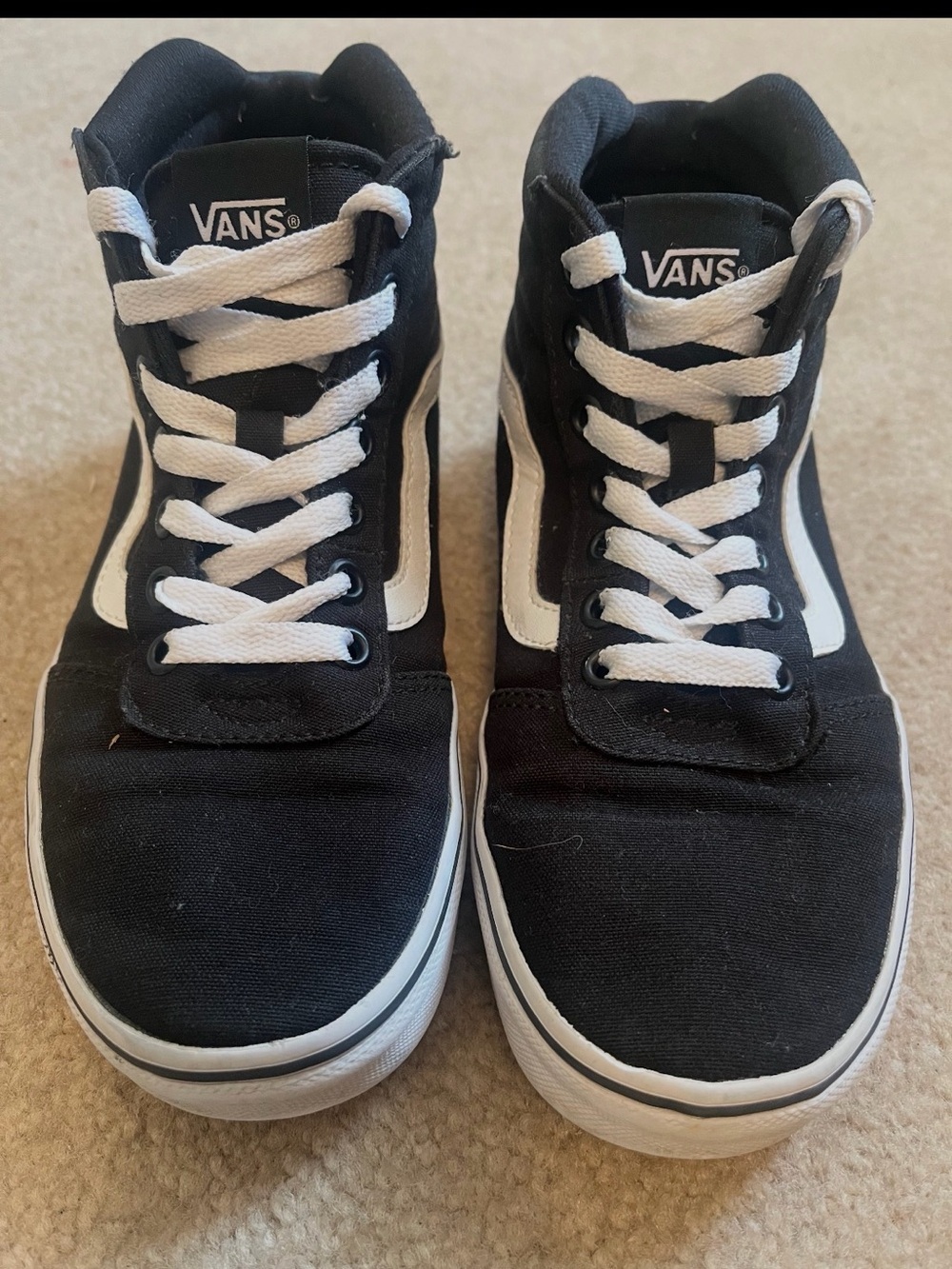 Vans Ward Hi High Top Sneakers Women’s Size 6 Black White Canvas Lace Up Skate